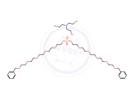 Chemical structure of bis[1-phenyl-2,5,8,11,14-pentaoxahexadecan-16-yl] hydrogen phosphate, compound with 2,2',2''-nitrilotri[ethanol] (1:1)