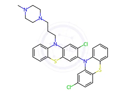 Chemical structure of 2,2'-dichloro-10-(3-(4-methylpiperazin-1-yl)propyl)-10H-3,10'-biphenothiazine