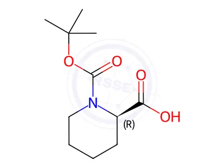 Chemical structure of R)-(+)-N-Boc-2-piperidinecarboxylic acid