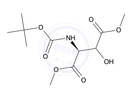 Chemical structure of Dimethyl N-tert-Butoxycarbonyl-3-hydroxyaspartate, Mixture of Diastereomers