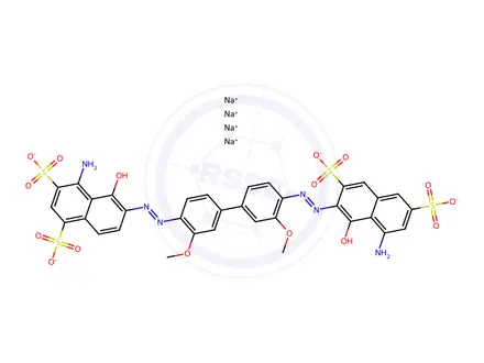 Chemical structure of 4-Amino-6-[[4'-[(8-amino-1-hydroxy-3,6-disulfo-2-naphthalenyl)azo]-3,3'-dimethoxy[1,1'-biphenyl]-4-yl]azo]-5-hydroxy-1,3-naphthalenedisulfonic acid tetrasodium salt