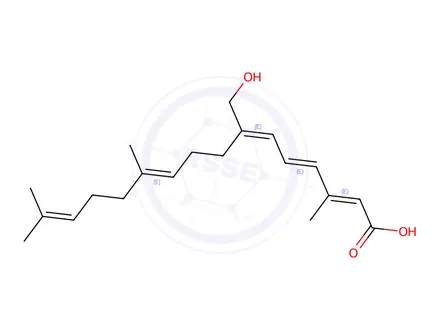 Chemical structure of 7-hydroxymethyl-3,11,15-trimethyl-2,4,6,10,14-hexadecapentaenoic acid