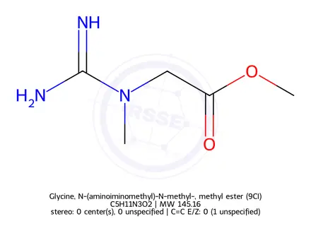 Chemical structure of Glycine, N-(aminoiminomethyl)-N-methyl-, methyl ester (9CI)