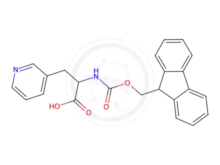 Chemical structure of 2-((((9H-Fluoren-9-yl)methoxy)carbonyl)amino)-3-(pyridin-3-yl)propanoic acid