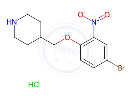 Chemical structure of 4-[(4-Bromo-2-nitrophenoxy)methyl]piperidine hydrochloride