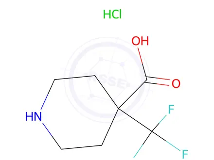 Chemical structure of 4-(trifluoromethyl)piperidine-4-carboxylic acid hydrochloride
