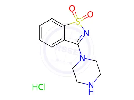 Chemical structure of 3-(Piperazin-1-yl)benzo[d]isothiazole 1,1-dioxide hydrochloride
