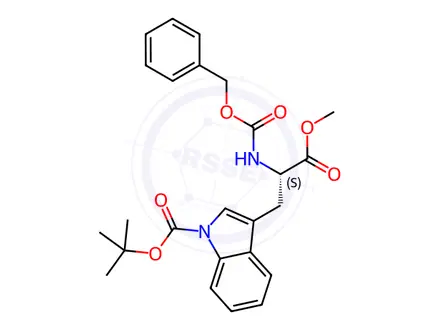 Chemical structure of tert-butyl (S)-3-(2-(((benzyloxy)carbonyl)amino)-3-methoxy-3-oxopropyl)-1H-indole-1-carboxylate