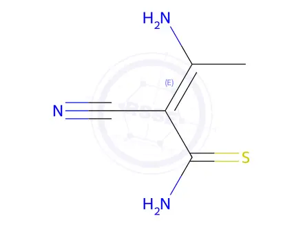 Chemical structure of (E)-3-Amino-2-cyanobut-2-enethioamide