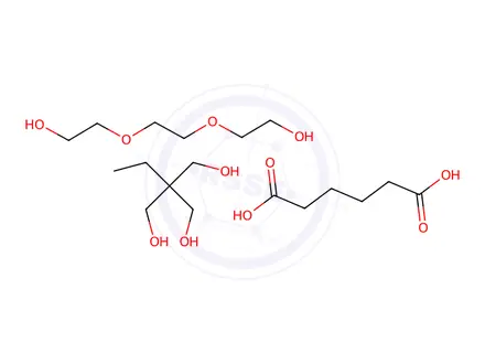 Chemical structure of Hexanedioic acid, polymer 2,2'-[1,2-ethanediylbis(oxy)]bis[ethanol] and 2-ethyl-2-(hydroxymethyl)-1,3-propanediol