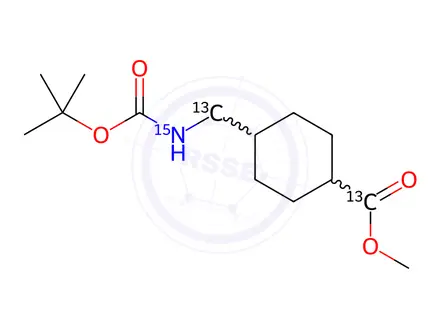 Chemical structure of cis,trans-(1,1-Dimethylethoxy)carbonyl Tranexamic Acid Methyl Ester-13C2,15N