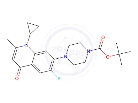 Chemical structure of Tert-butyl 4-(1-cyclopropyl-6-fluoro-2-methyl-4-oxo-1,4-dihydroquinolin-7-yl)piperazine-1-carboxylate