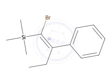 Chemical structure of (E)-(1-Bromo-2-phenylbut-1-en-1-yl)trimethylsilane