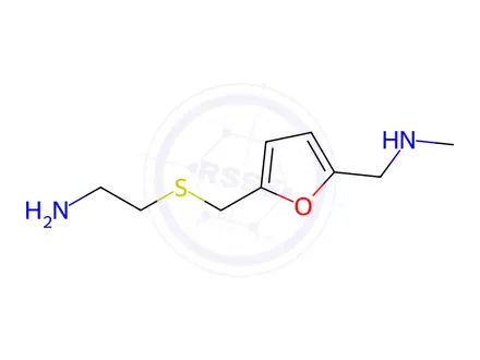 Chemical structure of 5-[[(2-Aminoethyl)thio]methyl]-N-methyl-2-furanmethanamine