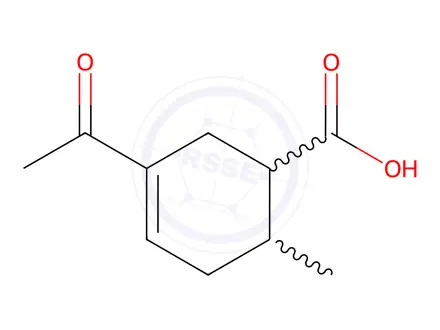 Chemical structure of 3-Cyclohexene-1-carboxylic acid, 3-acetyl-6-methyl-(8CI)