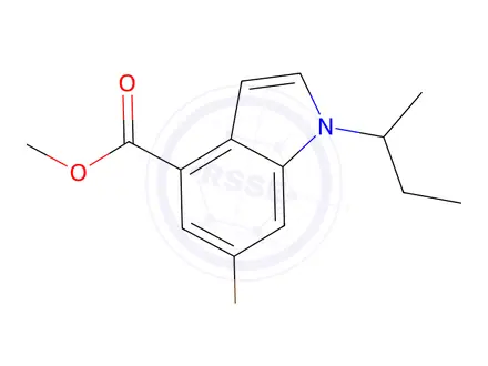 Chemical structure of 1H-Indole-4-carboxylic acid,6-broMo-1-(1-Methylpropyl)-,Methyl ester