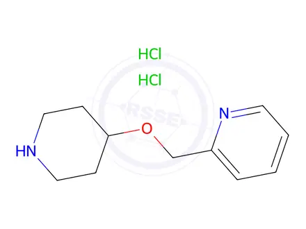 Chemical structure of 2-(Piperidin-4-yloxyMethyl)-pyridine dihydrochloride, 98+% C11H18Cl2N2O, MW: 265.18