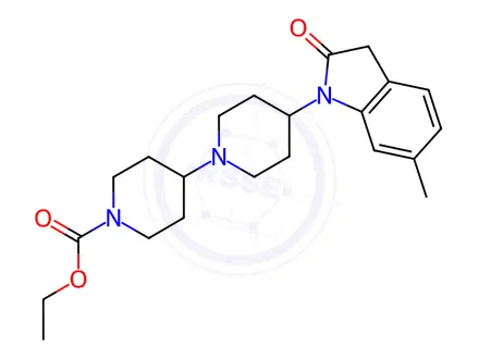 Chemical structure of [1,4′-Bipiperidine]-1′-carboxylic acid, 4-(2,3-dihydro-6-methyl-2-oxo-1H-indol-1-yl)-, ethyl ester