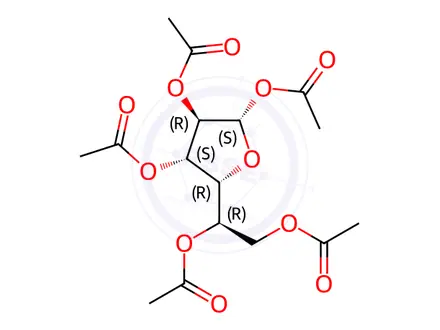 Chemical structure of .beta.-D-Glucofuranose, pentaacetate
