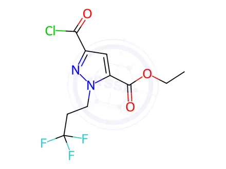 Chemical structure of ethyl 3-(chlorocarbonyl)-1-(3,3,3-trifluoropropyl)-1H-pyrazole-5-carboxylate