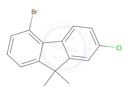 Chemical structure of 9H-Fluorene, 5-bromo-2-chloro-9,9-dimethyl-