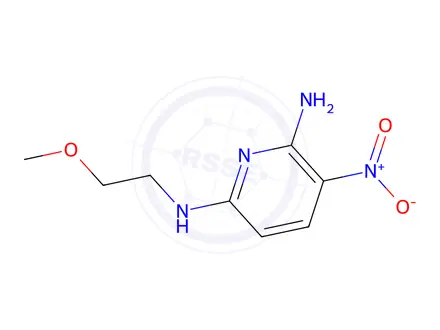 Chemical structure of N2-(2-methoxyethyl)-5-nitropyridine-2,6-diamine