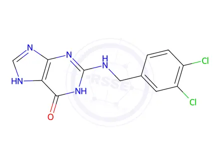 Chemical structure of N(2)-(3,4-dichlorobenzyl)guanine