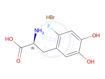 Chemical structure of 6-Fluoro L-DOPA Hydrobromide Salt