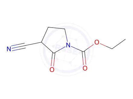 Chemical structure of 1-Pyrrolidinecarboxylic acid, 3-cyano-2-oxo-, ethyl ester