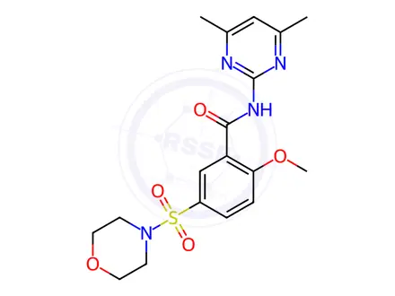 Chemical structure of N-(4,6-dimethylpyrimidin-2-yl)-2-methoxy-5-morpholin-4-ylsulfonylbenzamide