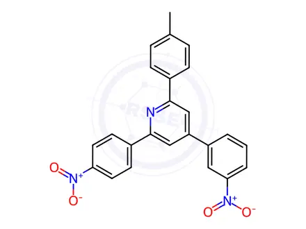 Chemical structure of 4-(3-nitrophenyl)-6-(4-nitrophenyl)-2-(p-tolyl)pyridine