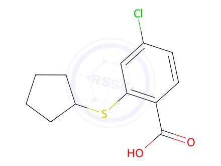 Chemical structure of 4-chloro-2-(cyclopentylsulfanyl)benzoic acid