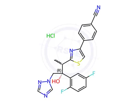 Chemical structure of 4-[2-[(1R,2R)-2-(2,5-Difluorophenyl)-2-hydroxy-1-methyl-3-(1H-1,2,4-triazol-1-yl)propyl]-4-thiazolyl]benzonitrile hydrochloride (1:1)