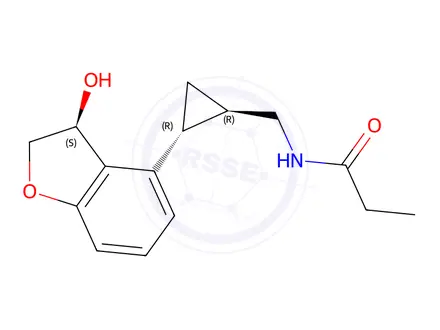 Chemical structure of N-(((1R,2R)-2-((S)-3-hydroxy-2,3-dihydrobenzofuran-4-yl)cyclopropyl)methyl)propionamide