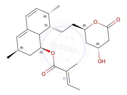 Chemical structure of (E)-(1S,3R,7S,8S)-8-(2-((2R,4R)-4-hydroxy-6-oxotetrahydro-2H-pyran-2-yl)ethyl)-3,7-dimethyl-1,2,3,7,8,8a-hexahydronaphthalen-1-yl 2-methylbut-2-enoate
