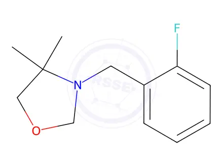 Chemical structure of 3-[(2-Fluorophenyl)methyl]-4,4-dimethyl-1,3-oxazolidine