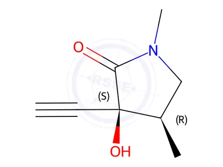Chemical structure of (3S,4R)-3-ethynyl-3-hydroxy-1,4-dimethyl-pyrrolidin-2-one