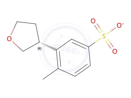 Chemical structure of (R)-4-methyl-3-(tetrahydrofuran-3-yl)benzenesulfonate