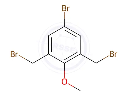 Chemical structure of Benzene, 5-bromo-1,3-bis(bromomethyl)-2-methoxy-