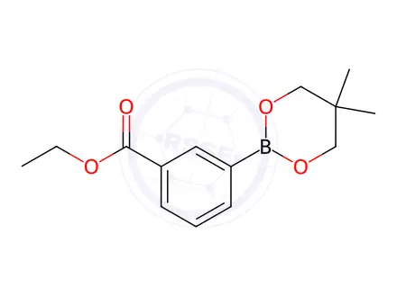 Chemical structure of Benzoic acid, 3-(5,5-dimethyl-1,3,2-dioxaborinan-2-yl)-, ethyl ester