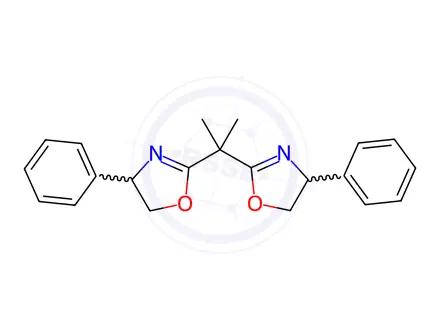 Chemical structure of Oxazole, 2,2'-(1-Methylethylidene)bis[4,5-dihydro-4-phenyl-