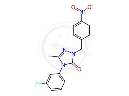 Chemical structure of 4-(3-Fluorophenyl)-3-methyl-1-[(4-nitrophenyl)methyl]-4,5-dihydro-1H-1,2,4-triazol-5-one