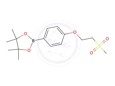Chemical structure of 2-[4-(2-methanesulfonylethoxy)phenyl]-4,4,5,5-tetramethyl-1,3,2-dioxaborolane