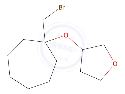 Chemical structure of 3-((1-(Bromomethyl)cycloheptyl)oxy)tetrahydrofuran