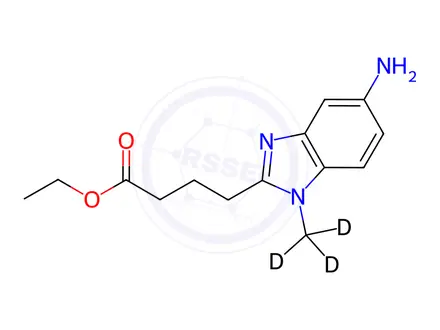 Chemical structure of 1-Methyl-5-amino-1H-benzimidazole-2-butanoic Acid Ethyl Ester-d3