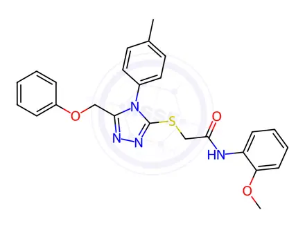 Chemical structure of N-(2-methoxyphenyl)-2-((5-(phenoxymethyl)-4-(p-tolyl)-4H-1,2,4-triazol-3-yl)thio)acetamide