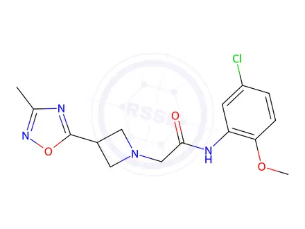 Chemical structure of N-(5-Chloro-2-methoxyphenyl)-2-(3-(3-methyl-1,2,4-oxadiazol-5-yl)azetidin-1-yl)acetamide