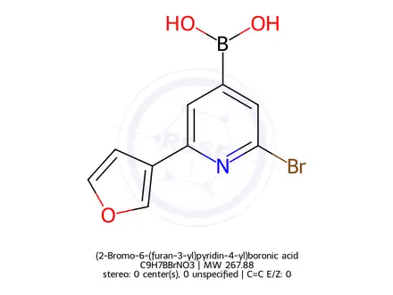Chemical structure of (2-Bromo-6-(furan-3-yl)pyridin-4-yl)boronic acid