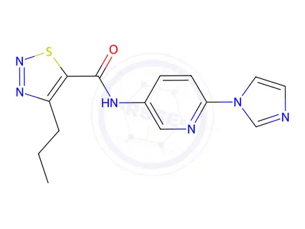 Chemical structure of N-(6-(1H-Imidazol-1-yl)pyridin-3-yl)-4-propyl-1,2,3-thiadiazole-5-carboxamide