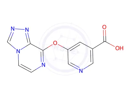 Chemical structure of 5-([1,2,4]triazolo[4,3-a]pyrazin-8-yloxy)pyridine-3-carboxylic acid